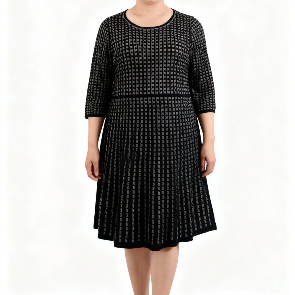 Lane Bryant Women's Black & White Checks Sweater Short Dress Size 14/16